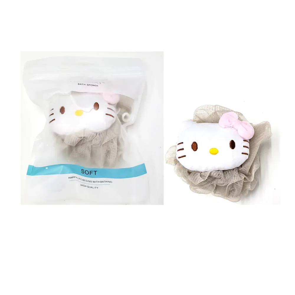 1pza Esponja / estropajo de baño con peluche en forma de personaje animados de Disney o Hello Kitty, variedad de diseños / 23-yq-004