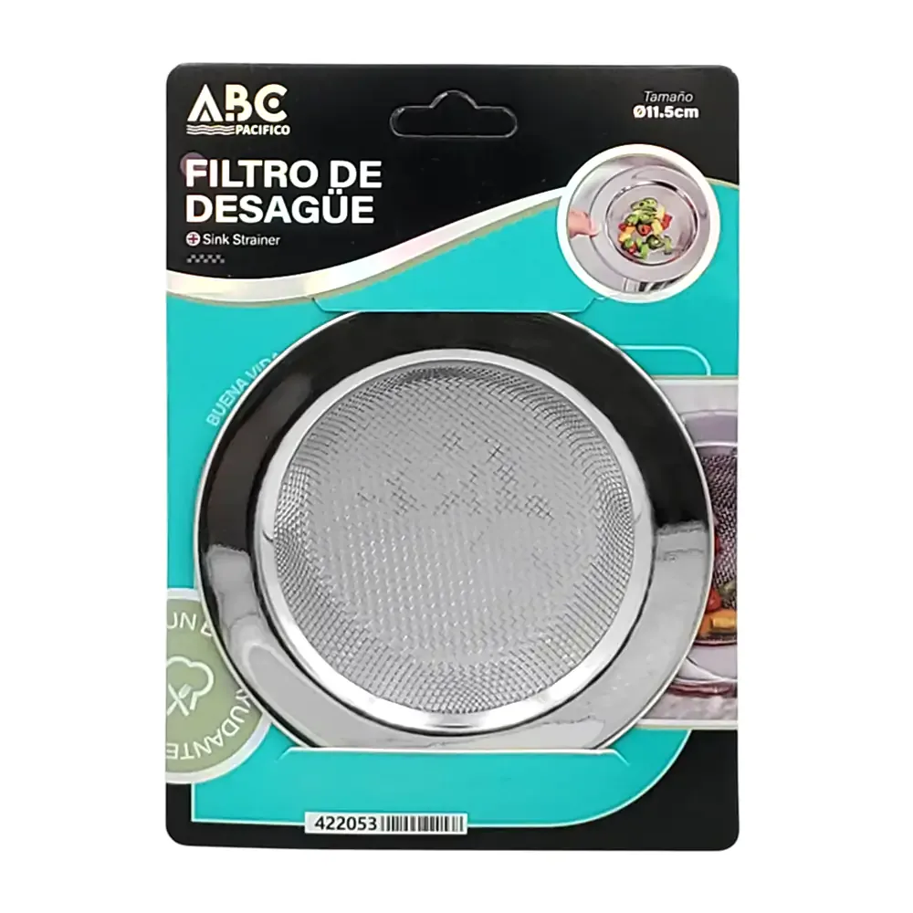 Filtro para desagüe de malla con contorno de acero inoxidable, 11.5cm / 422053