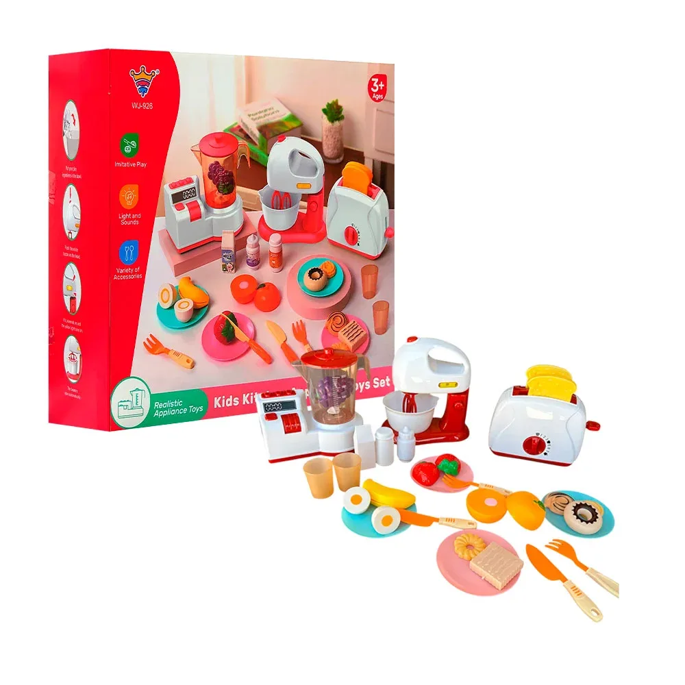 Set infantil de electrodomésticos con accesorios, temática desayunos / wj-926