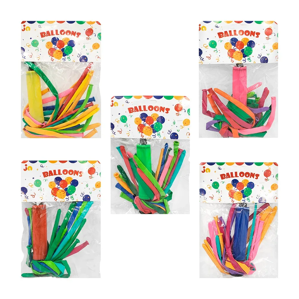 Paquete con 10 globos gusano - salchicha + mini bomba de aire manual / balloons