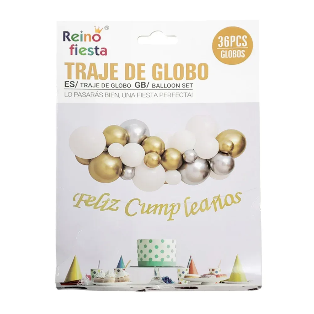 Set decorativo para fiesta con 36 piezas de globos + frase felíz cumpleaños