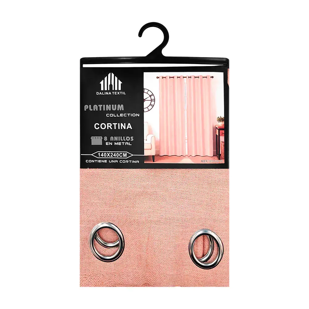 Cortina de tela gruesa color rosa salmón con diseño liso, 140x240cm / 83139-50