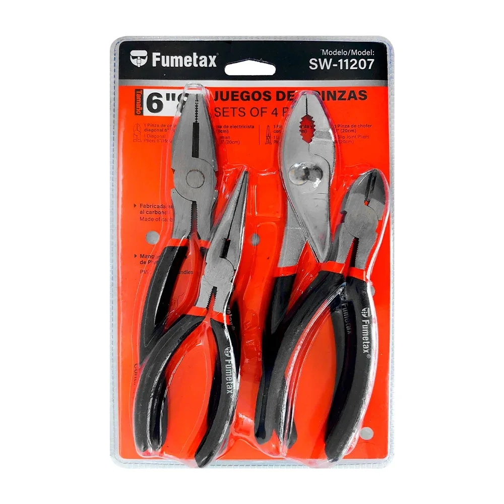 Juego de 4 pinzas de corte de 6-8 pulgadas fumetax con mangos cubiertos de pvc