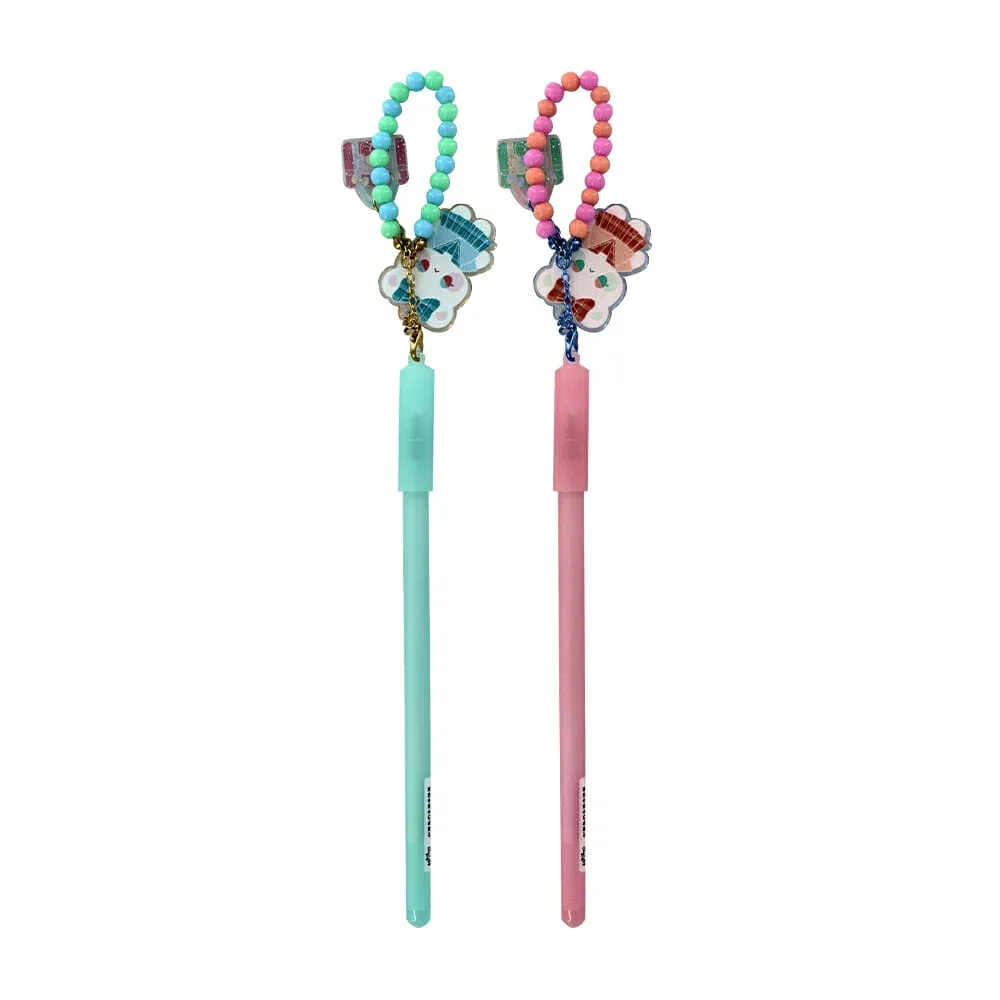 1pza Pluma de gel con llavero en forma de oso y conejo de acrílico, variedad de colores hz-16-1