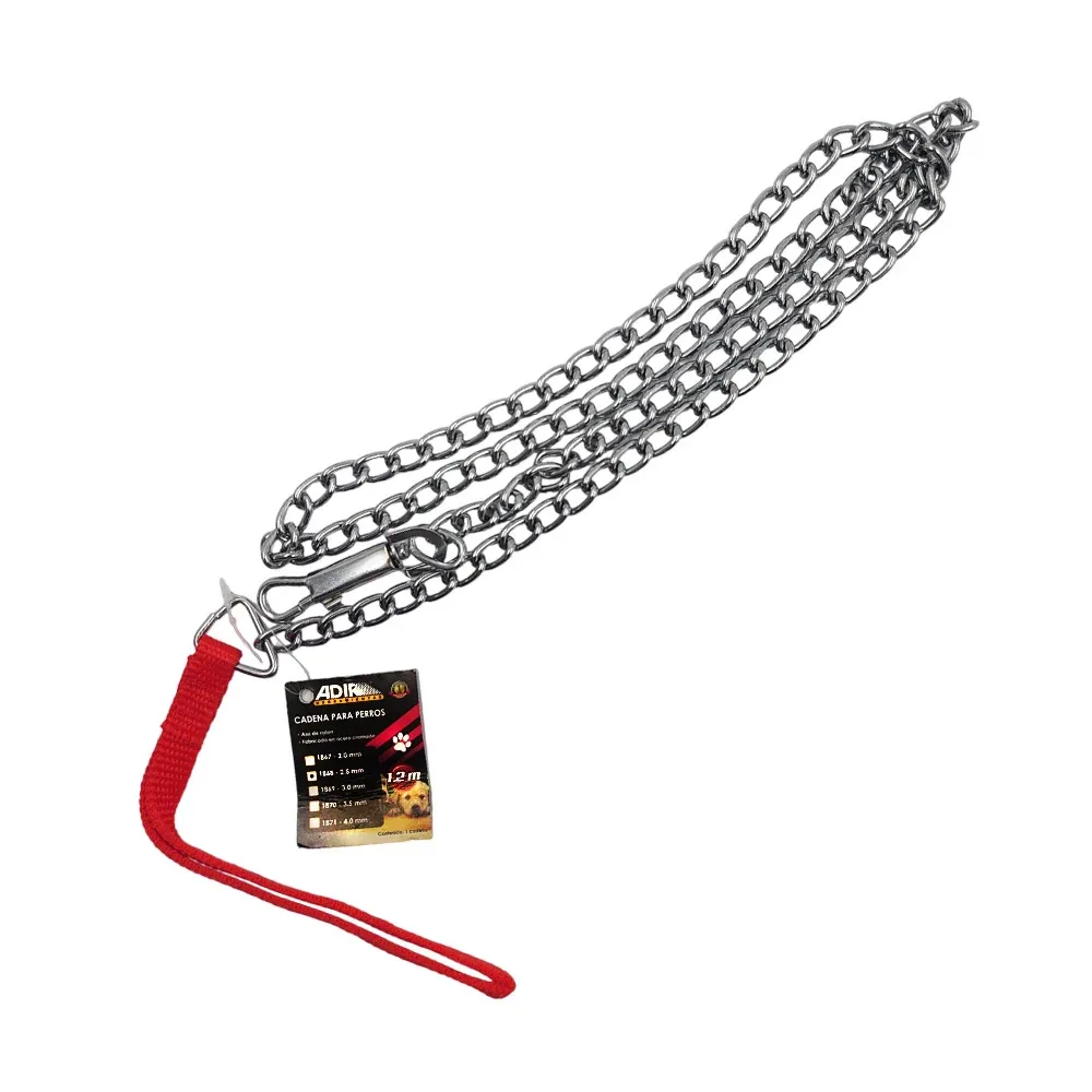 Cadena de acero 2.5mm con agarradera de nylon, 1.2m para pasear perros / adir