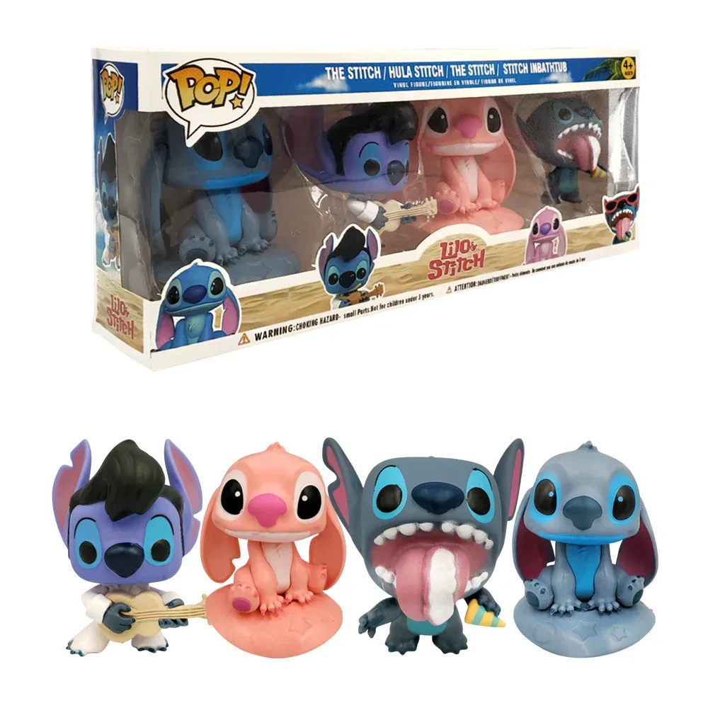 Paquete con 4 figuras pop coleccionables de lilo y stitch, 10 cm, variedad