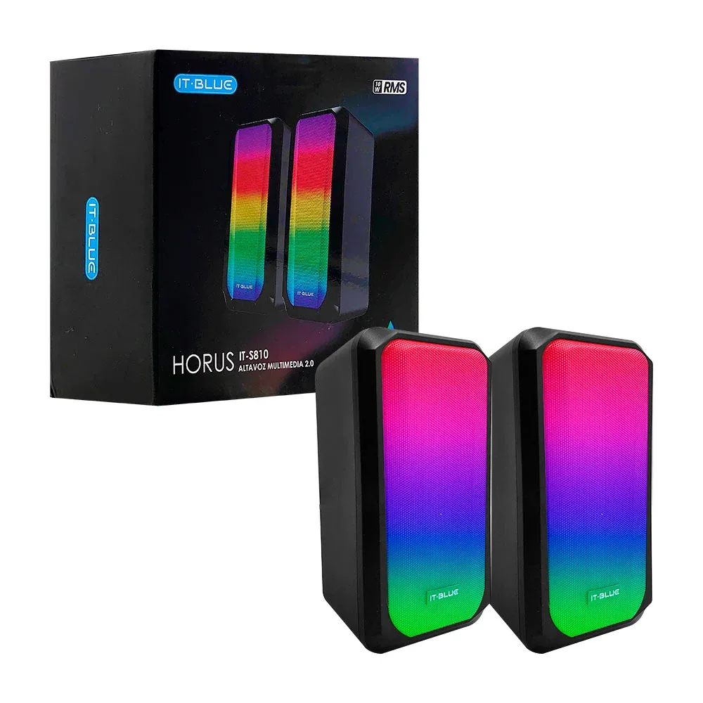 Par de bocinas con diseño de altavoz it blue con luces rgb y conexión auxiliar