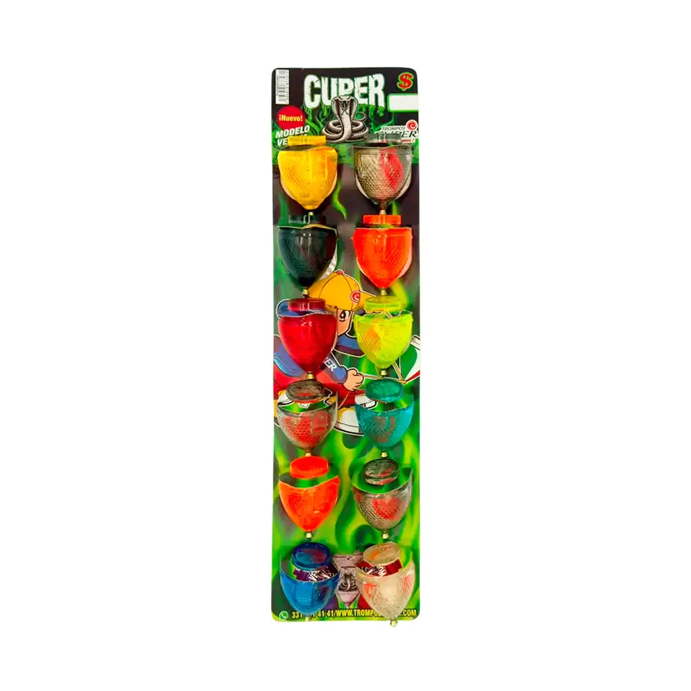 1pza Trompo cuper modelo venom, transparentes, variedad de colores