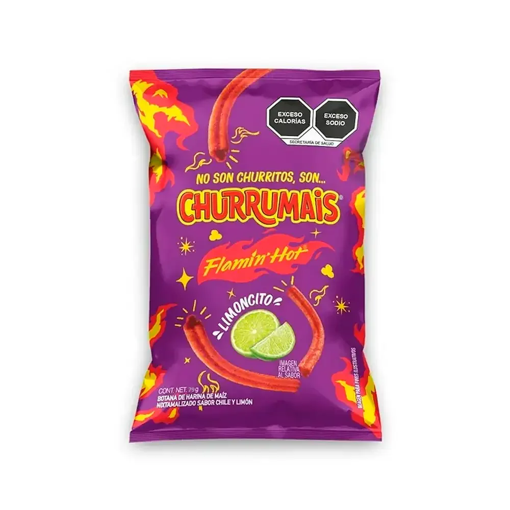 1pz bolsa churrumaiz flamin hot sabor queso, chile y limón 70g / 042319