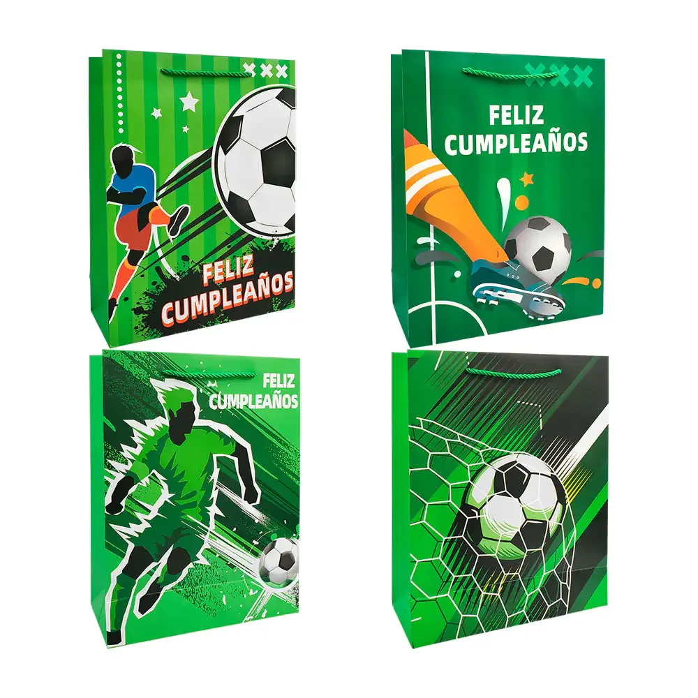 Bolsa de regalo rji con temática de futbol, variedad de diseños, 32x26x10cm