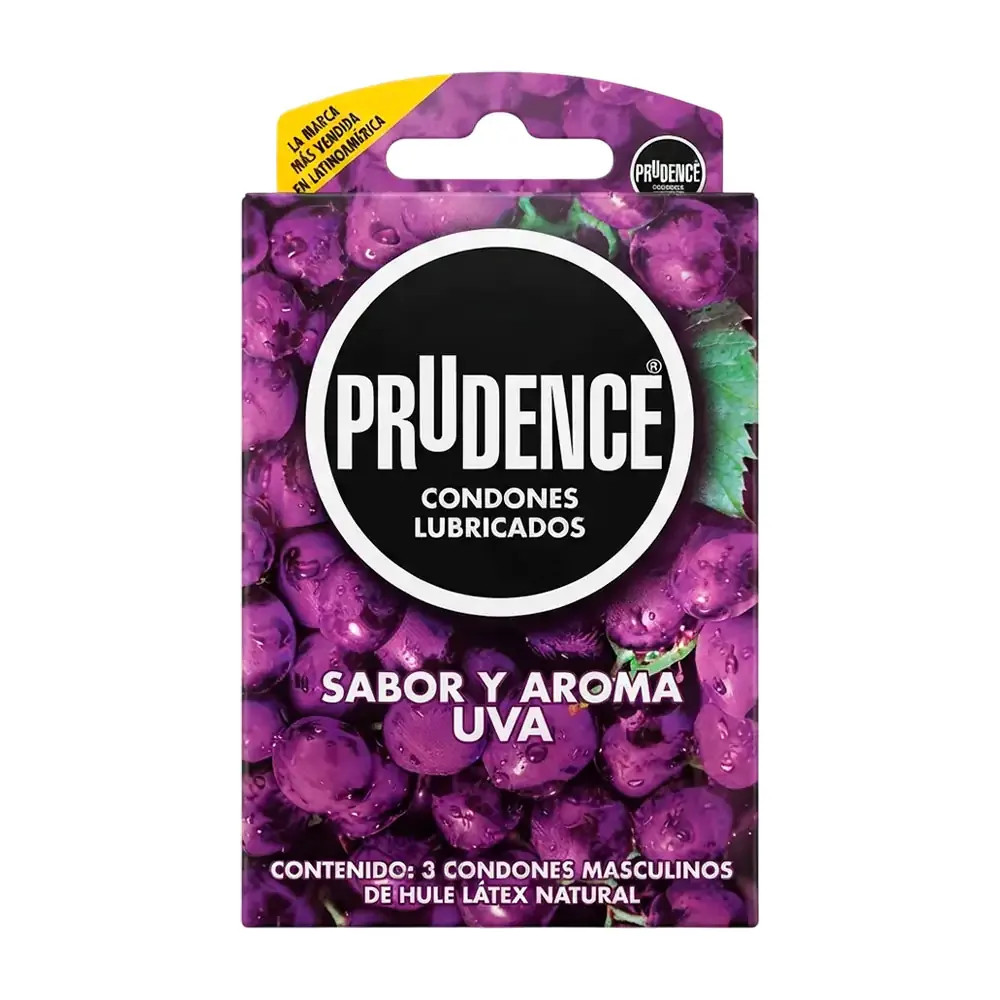 Paquete con 3 condones - preservativos prudence sabor y aroma a uva / 982491