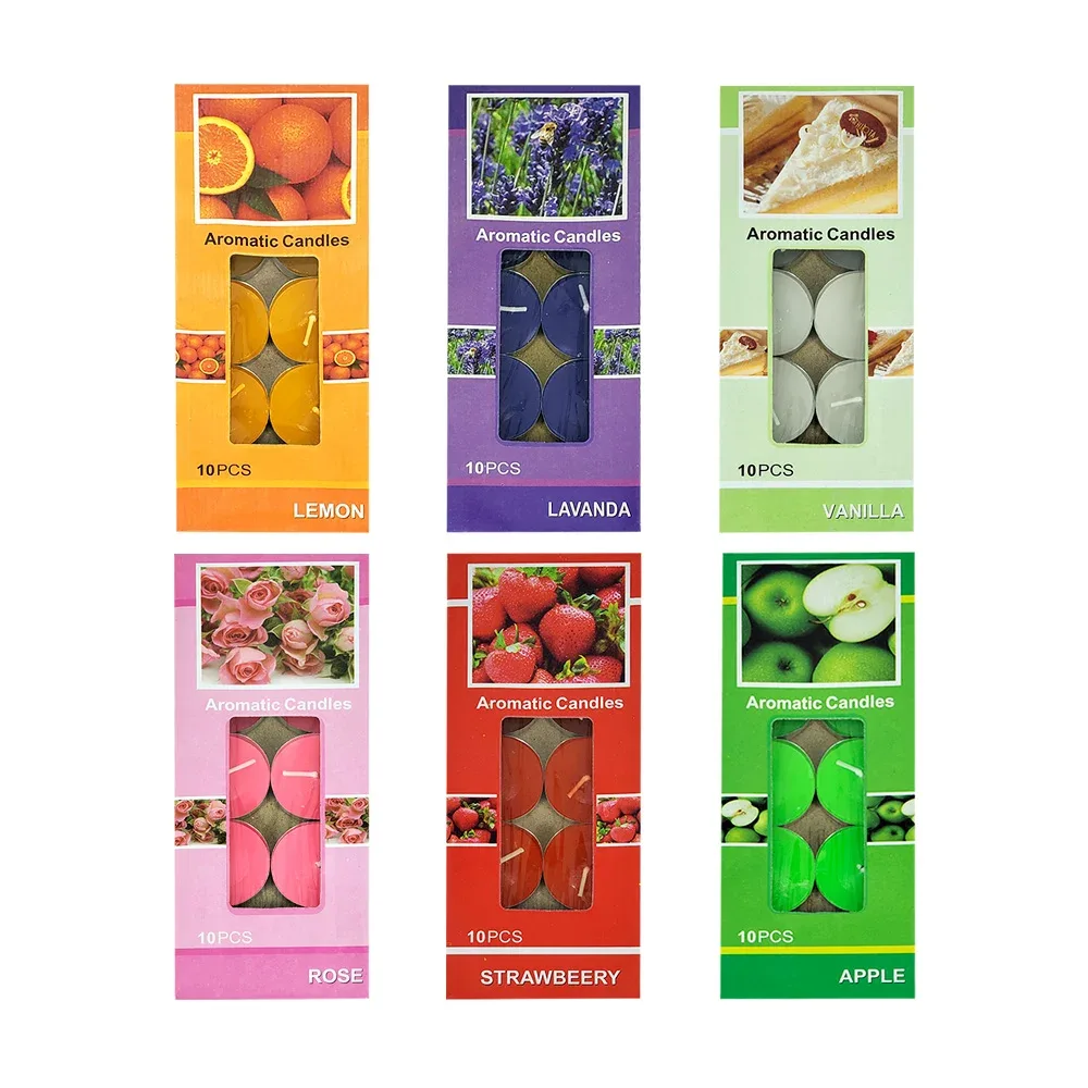 Paquete con 10 mini velas de cera aromáticas, variedad de esencias / 11194