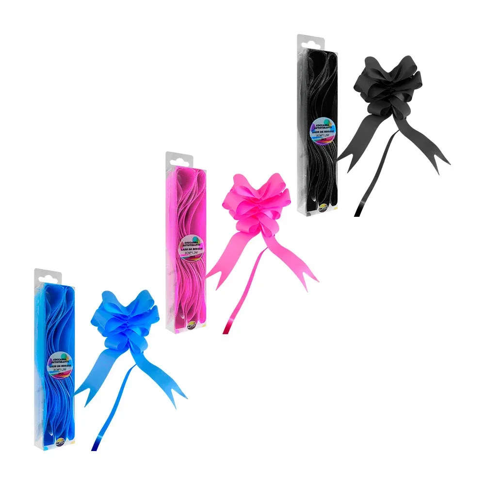 Paquete con 2 lazos-moños mágicos de regalo, 3cmx1.2m, varios colores / ds44805