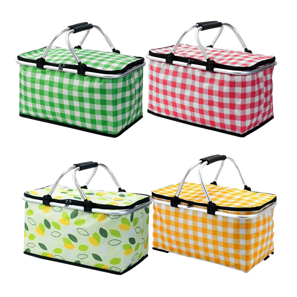 Cesta canasta térmica con diseño de cuadros multicolor 40x20x23cm, variedad