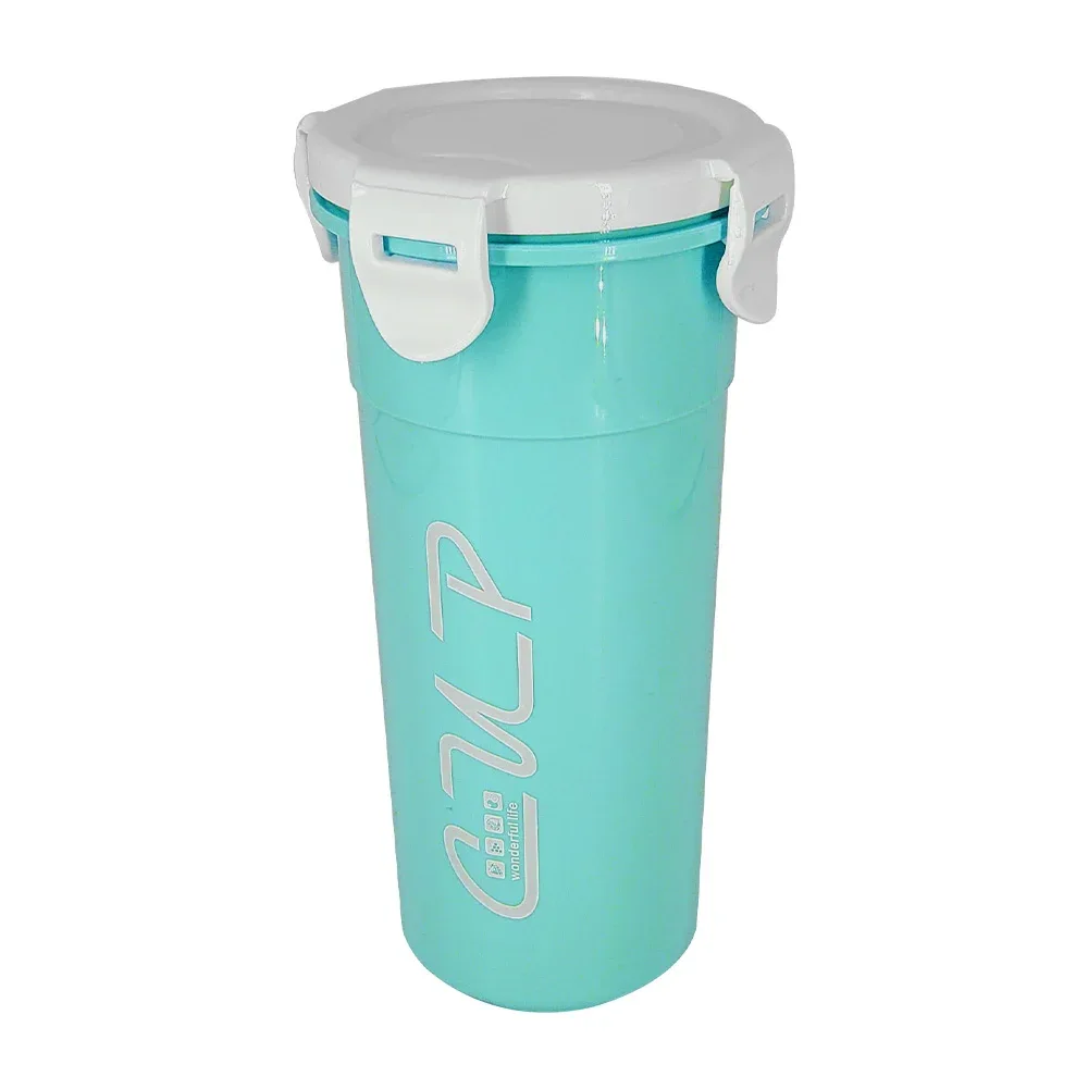 Tupper rectangular con divisor y cuchara + vaso de 500ml con tapa, variedad de colores / lunch / cup / 24-fh-3019