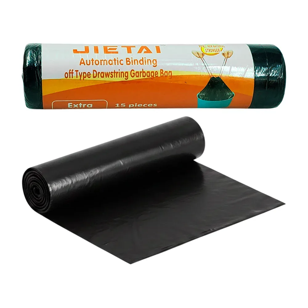 Rollo con 15 bolsas plásticas negras para la basura, 45x50cm / 61585