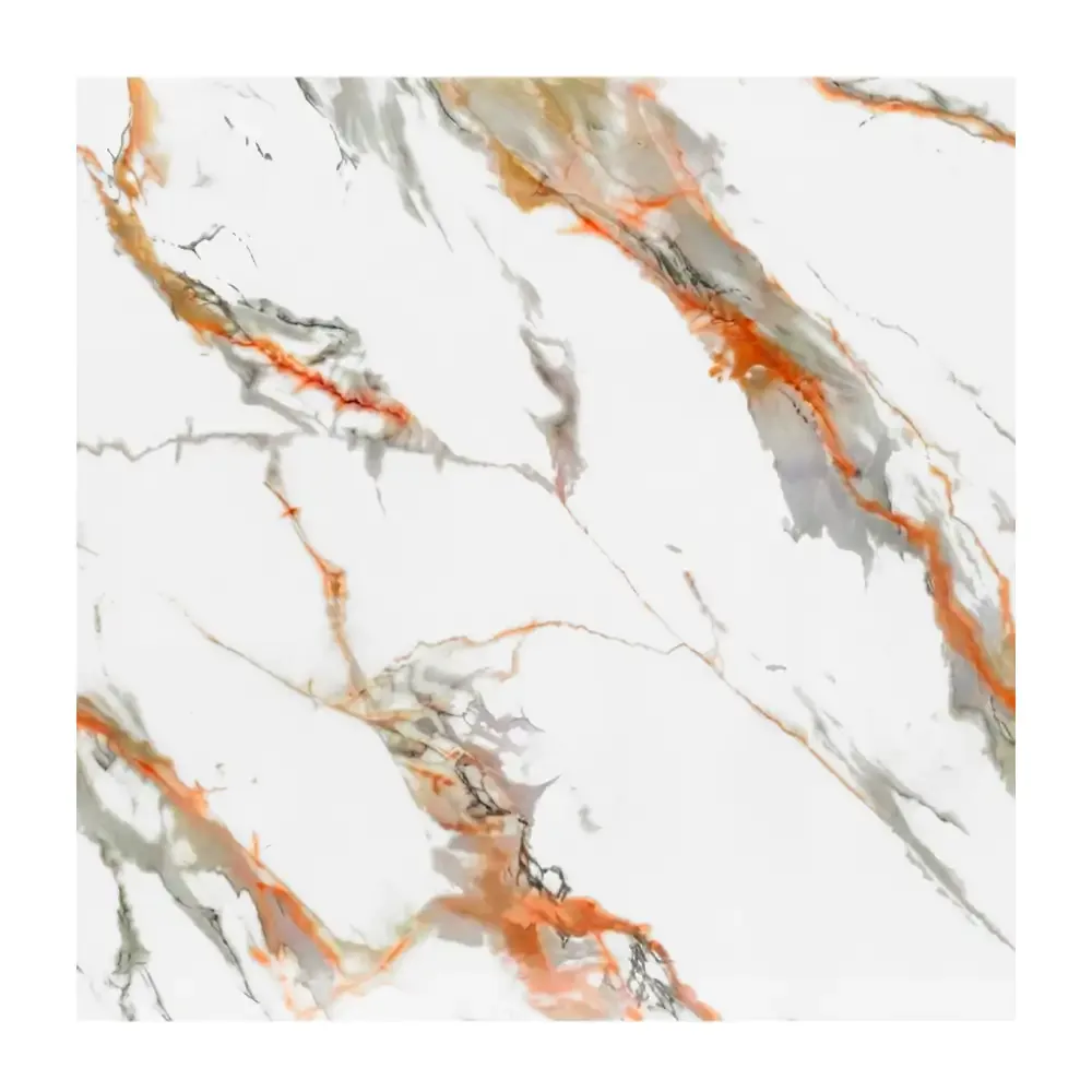 Paquete con 5 láminas de papel tapiz con diseño de mármol blanco-cobre, 60x60cm