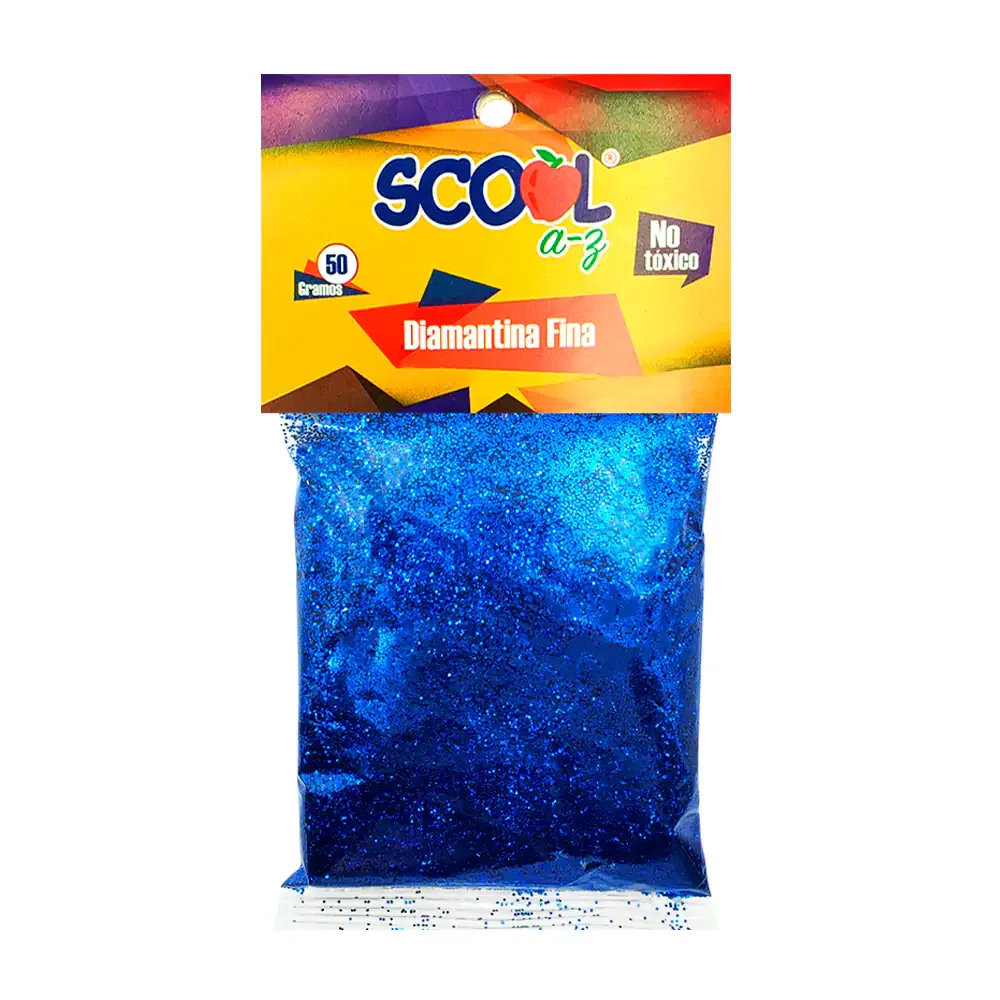 Bolsa de diamantina fina scool de 50g en color azul rey / 10877