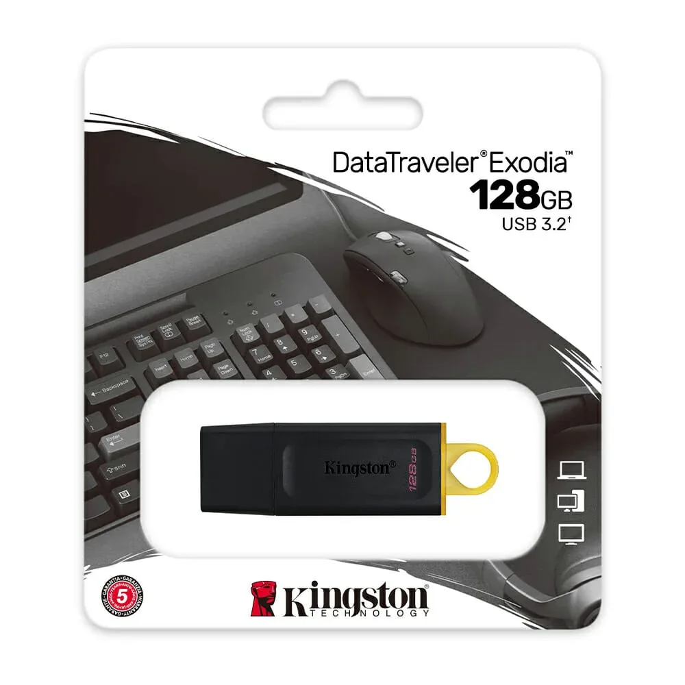 Memoria usb 3.2 data travel exodia kingston color negro dorado de plástico con capacidad de 128gb / dtx128gb