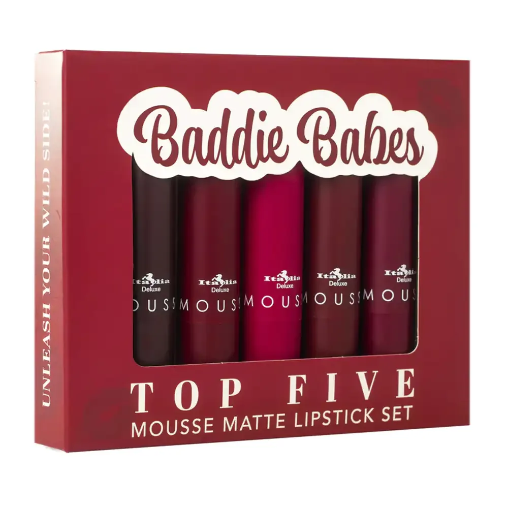 Paquete con 5 labiales baddie babes con terminación matte, 3g, variedad de tonos