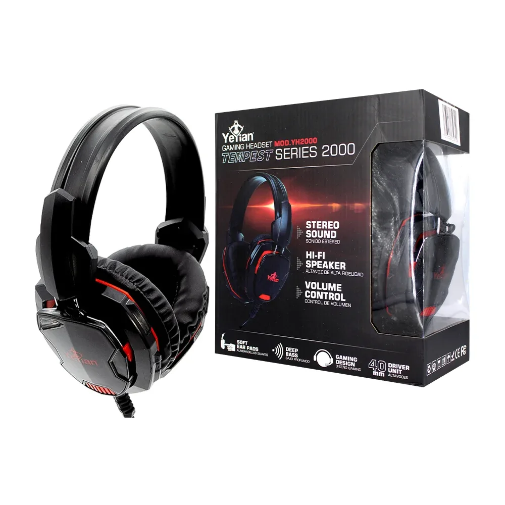 Audífonos diadema gamer alámbrica yeyian con control de volumen y almohadillas suaves / tempest series 2000