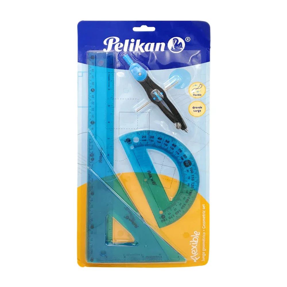 Juego de geometría pelikan grande flexible 4 reglas + compás, surtido / 15540103