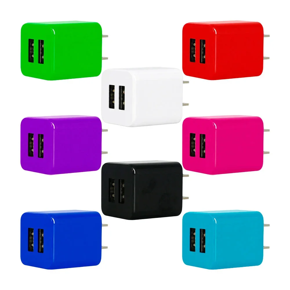 1pza Cubo cargador td con doble puerto usb para carga 5v, variedad de colores / tt-3005
