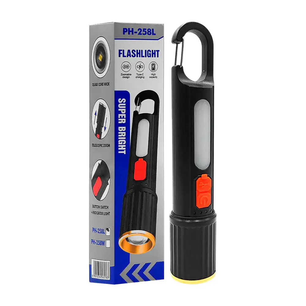 Lámpara / linterna de mano recargable con 5 modos de iluminación y agarradera
