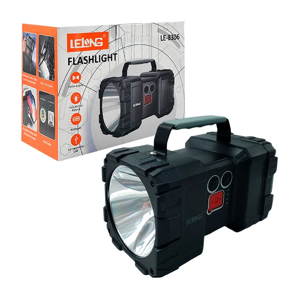 Lámpara reflector, portátil, recargable, faro doble con indicador de batería