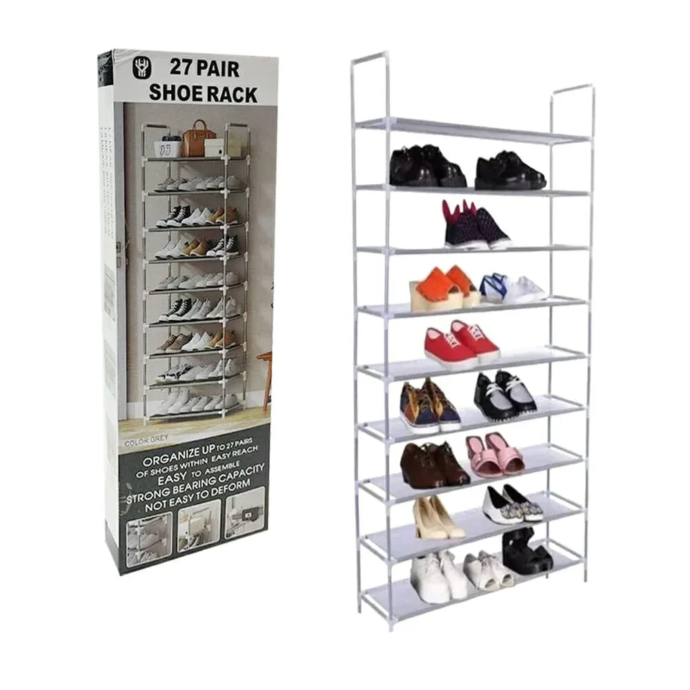 Organizador zapatero metálico con 9 repisas, 60x30x158cm / 27 pair shoe rack 11723
