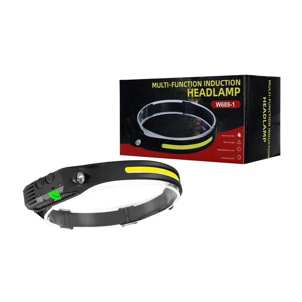 Lámpara linterna con 2 leds de alta potencia y banda ajustable tipo minero / w689-1