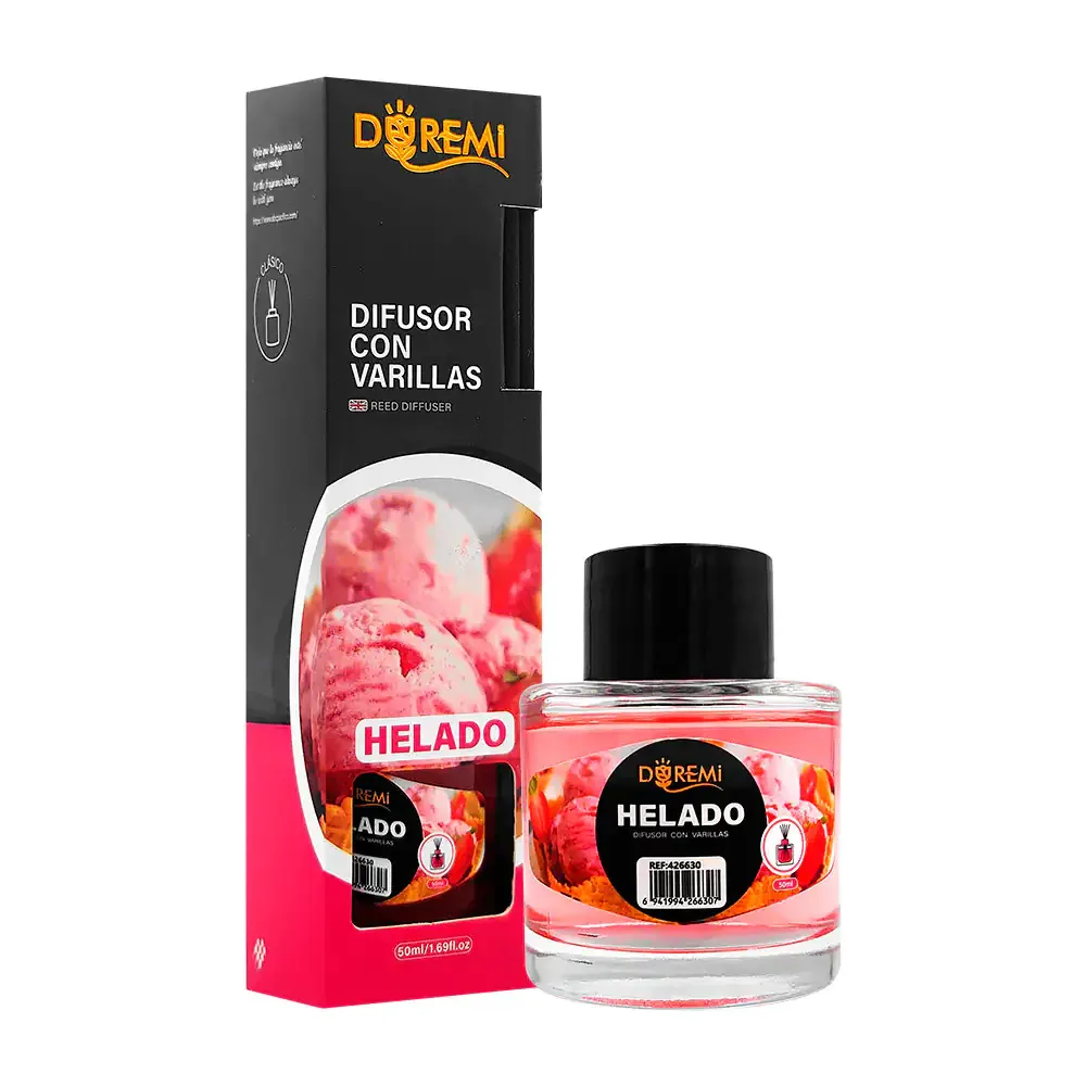 Aromatizante - difusor con varillas en frasco de 50ml, aroma a helado / 426630