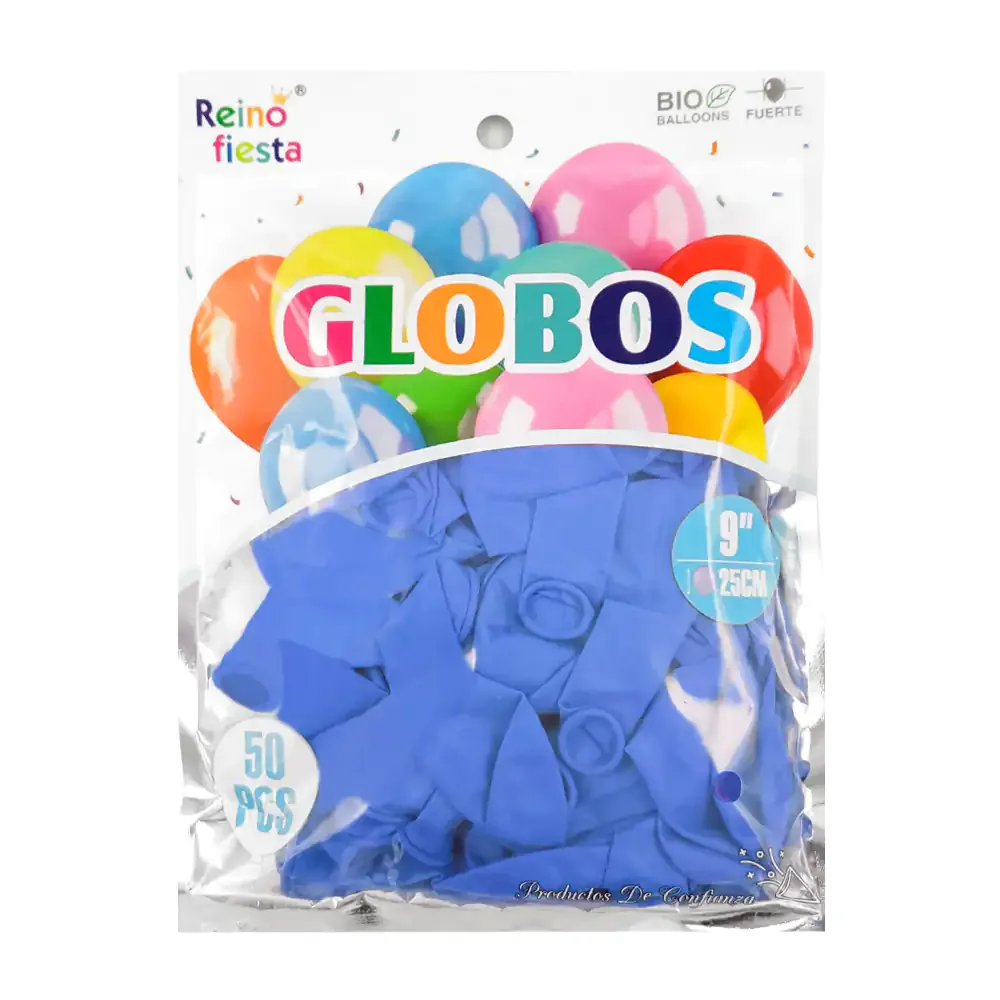 Paquete reino fiesta con 50 globos de látex en color azul marino de 9 pulgadas