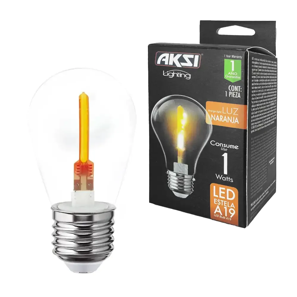 Foco bombilla led estela a19 aksi de color naranja, 1w / lighting / 122298
