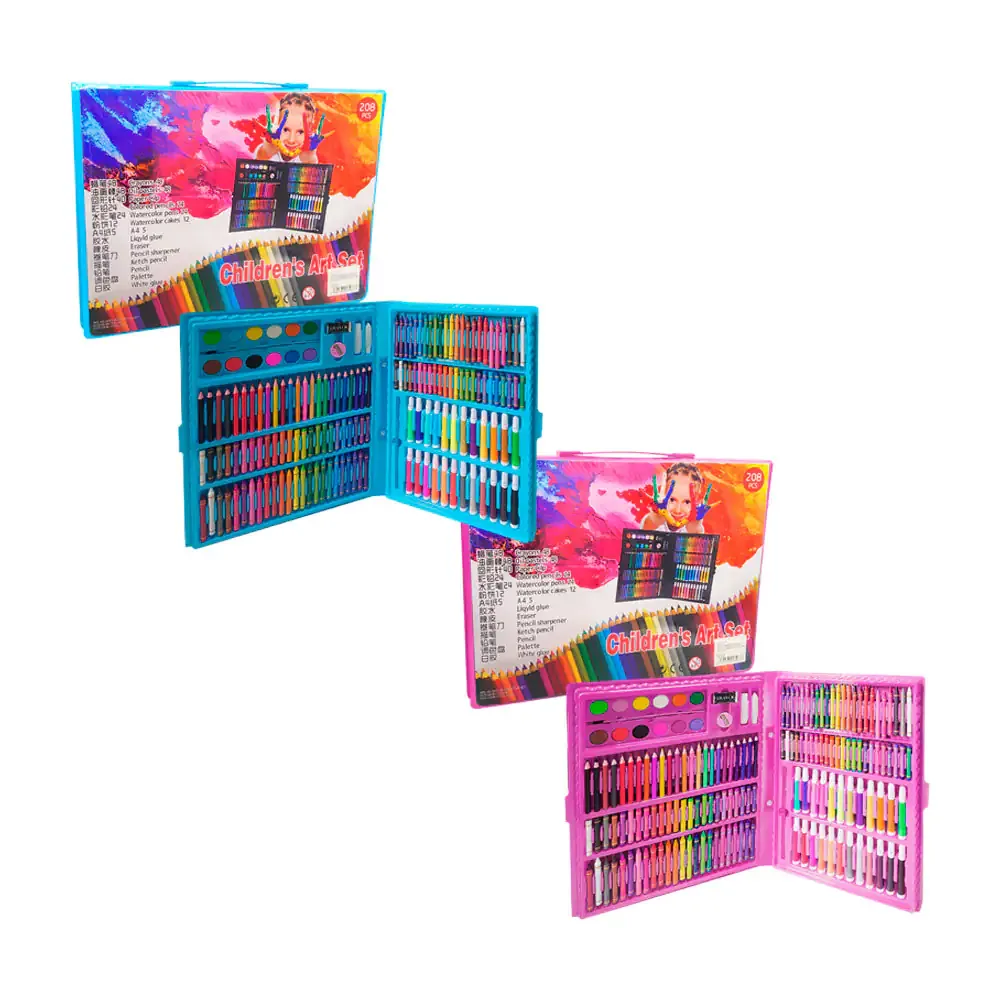Set de arte profesional infantil con 208 piezas, multifuncional, variedad de colores