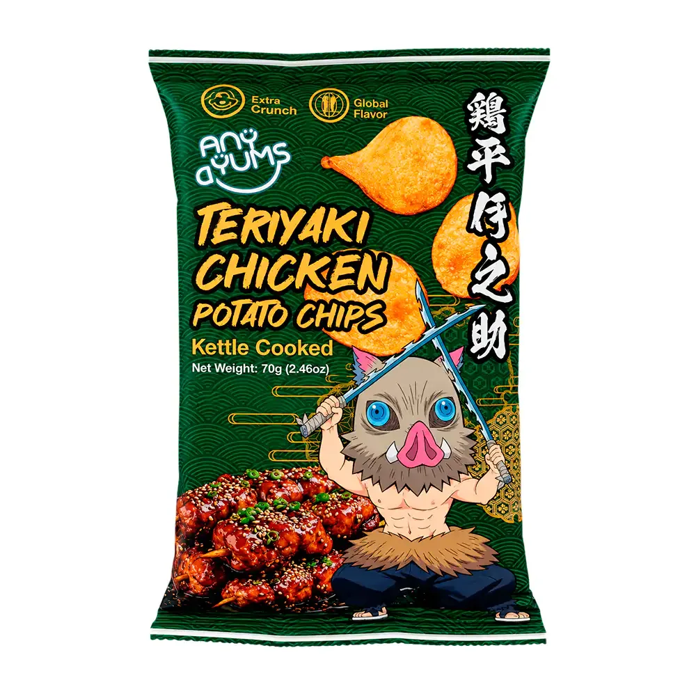1pza bolsa de papas fritas con temática de demon slayer inosuke, sabor pollo teriyaki, 70g / 544873