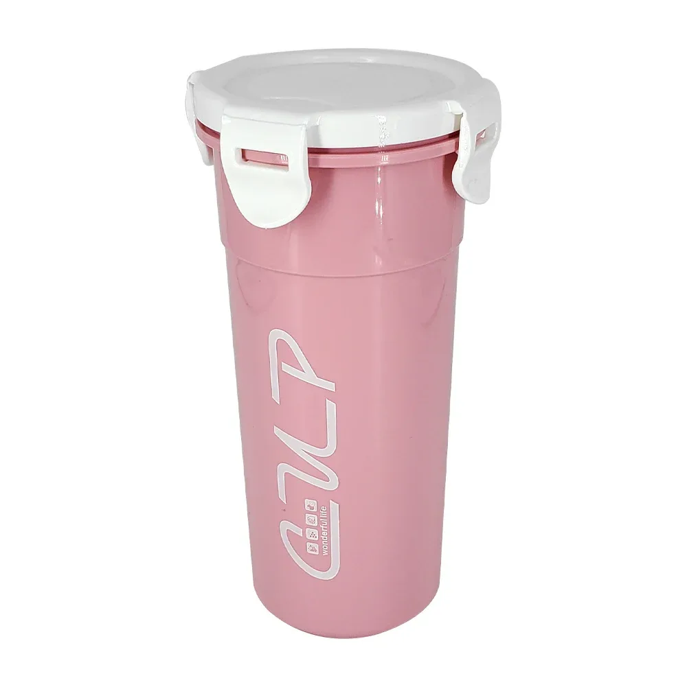 Set tupper rectangular con 3 compartimientos, 2 cubiertos y mini recipiente multiusos + vaso de 500ml con tapadera / lunch wonderful life / cup
