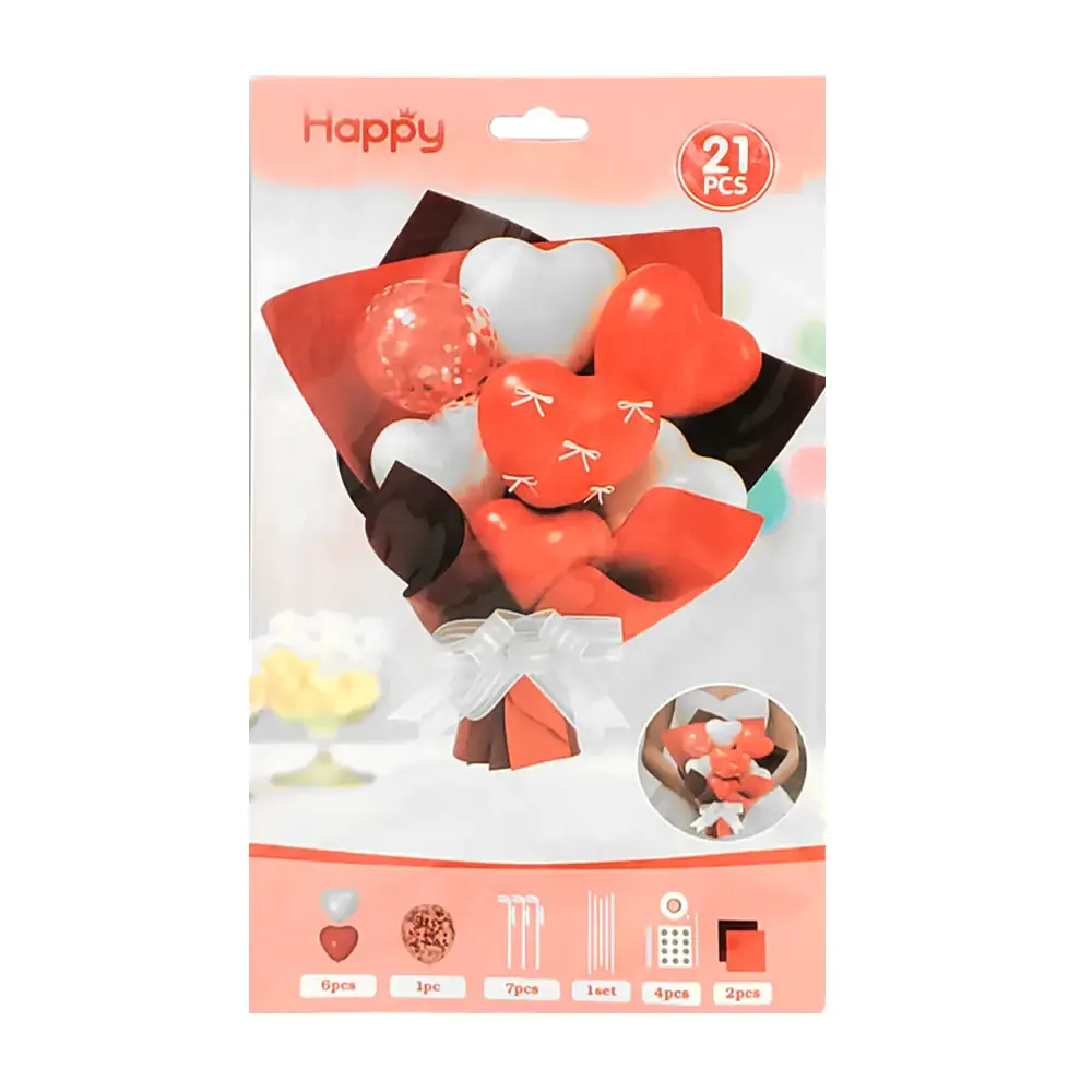 Set con 21pcs, globos para decoración tipo ramo con temática dorada / p-12921