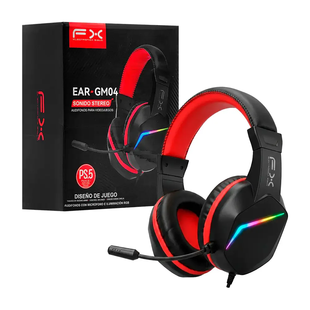 Audífonos de diadema alámbricos gamer con microfono, sonido estéreo + rgb