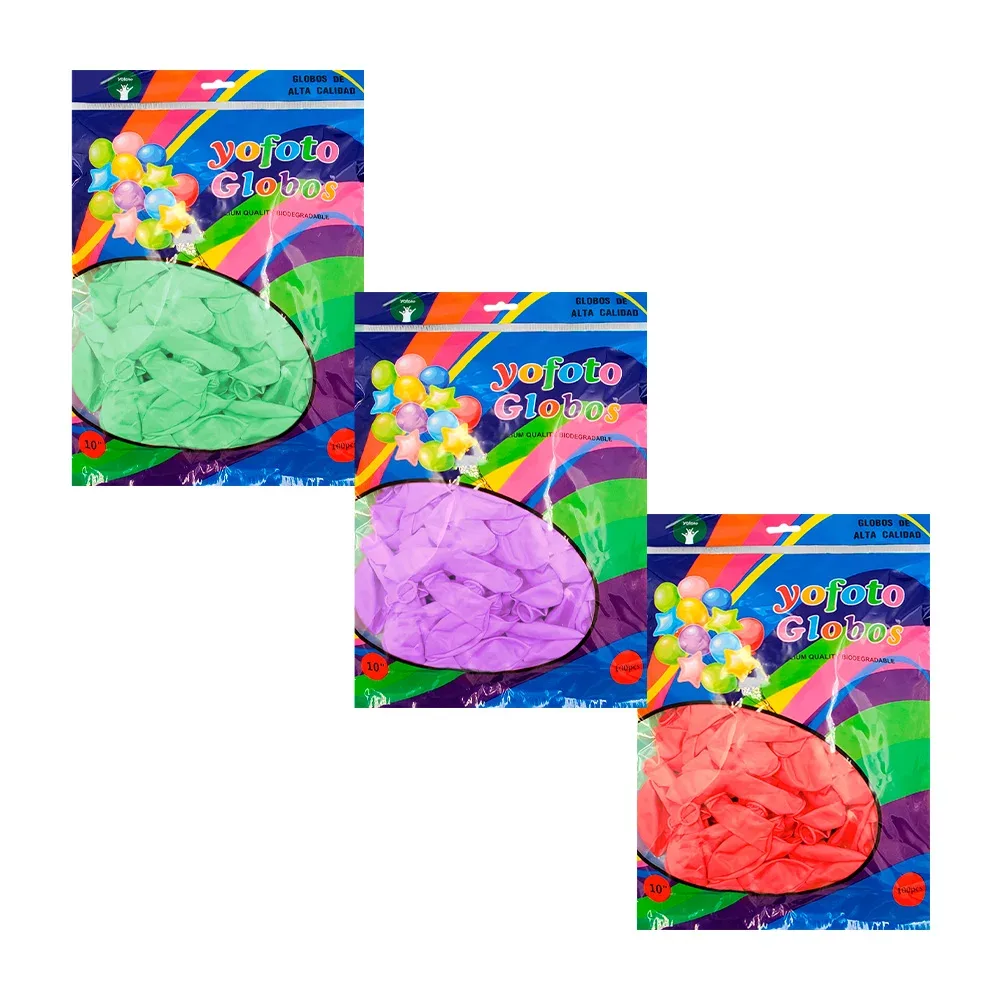 Paquete con 100 globos de latex r28 de 10 pulgadas, variedad de colores