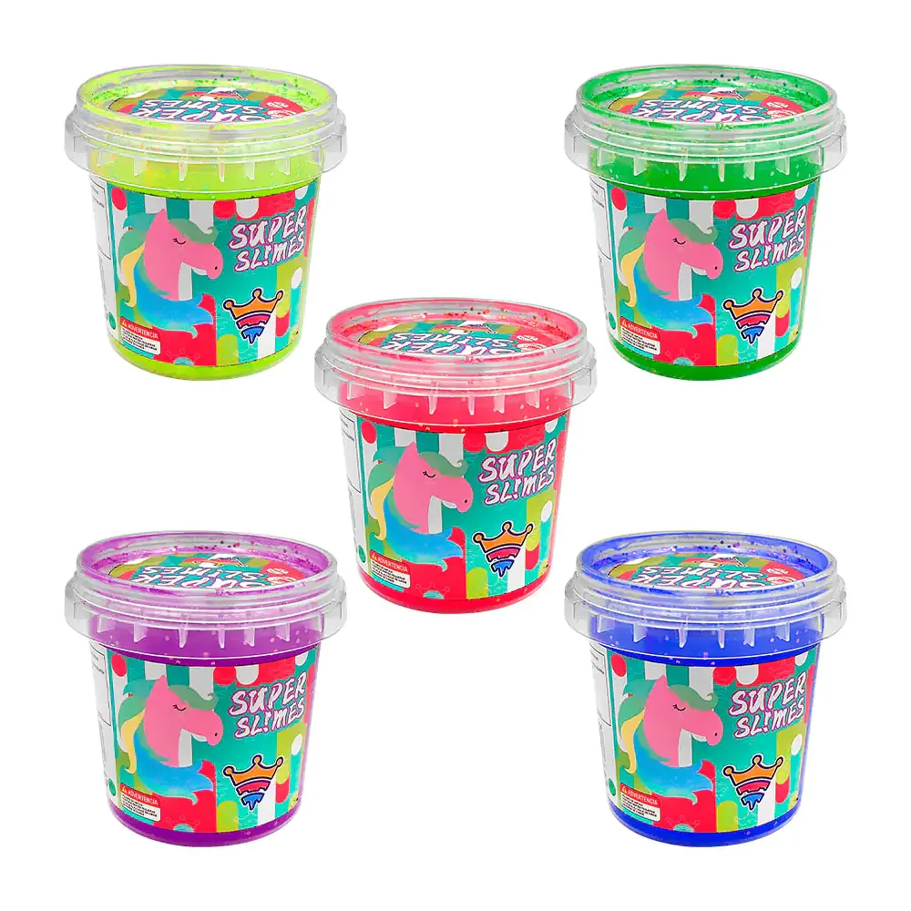 Mini bote con super slime en tono neón con glitter, variedad de colores / h-1824