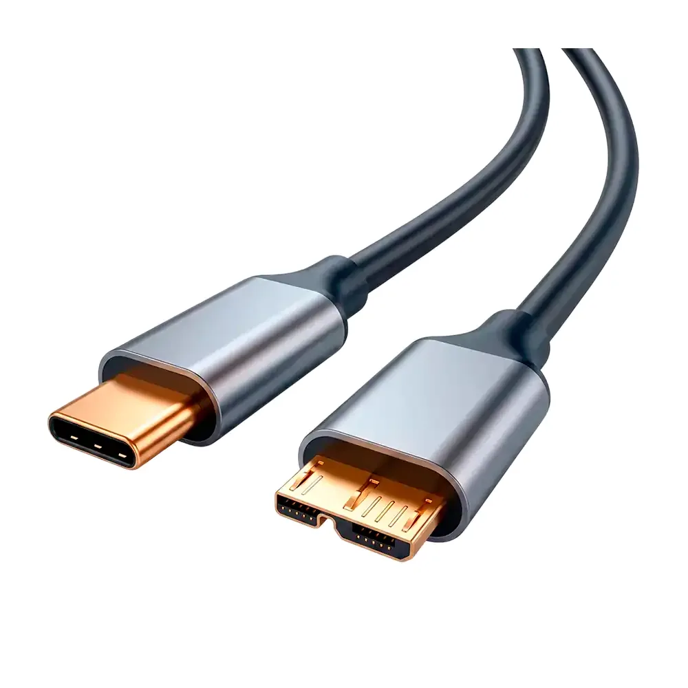 Cable de extensión usb tipo c a micro b 3.0 de 0.5 metros con conectores dorados