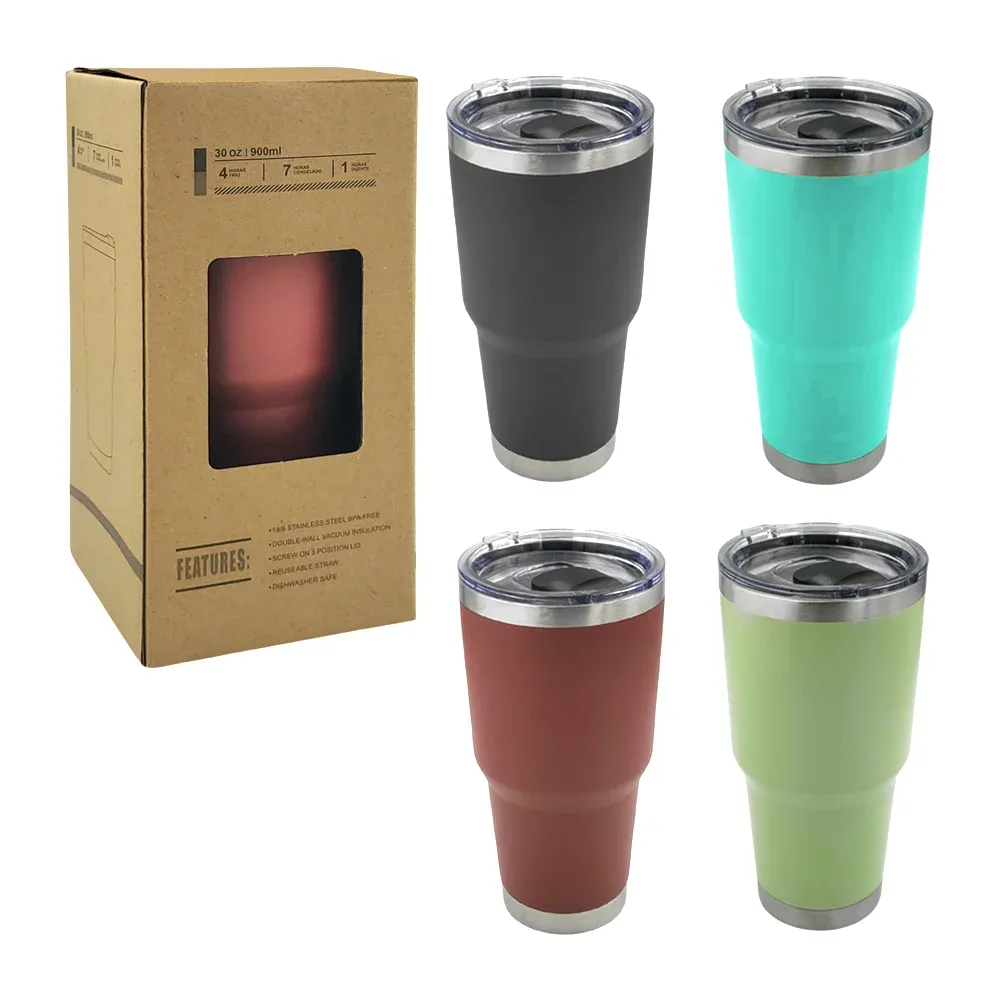 Vaso termo metálico liso de acero inoxidable con tapadera transparente y capacidad de 30oz, variedad de colores / dh106 / ro-160015 / 30