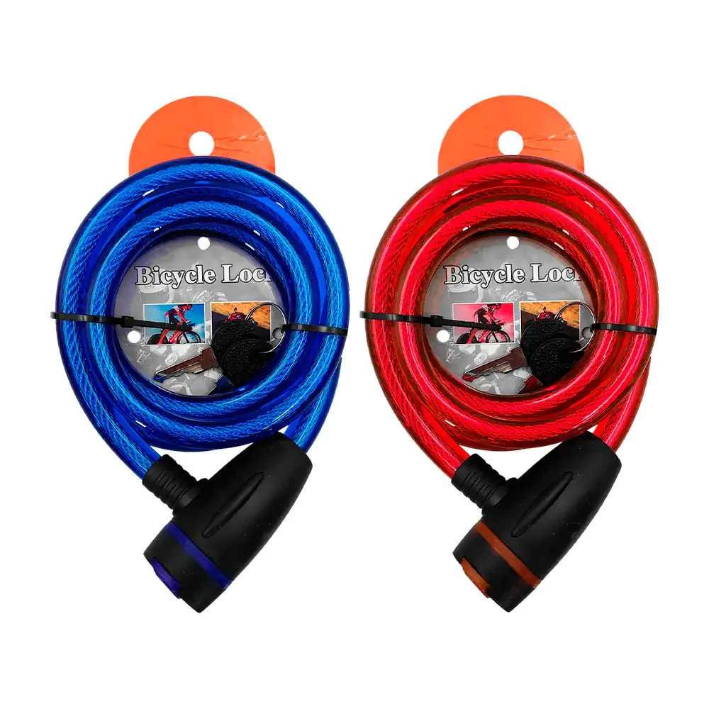 Candado de seguridad con cable de acero diseño translúcido multiusos, 100 cm + juego de 2 llaves