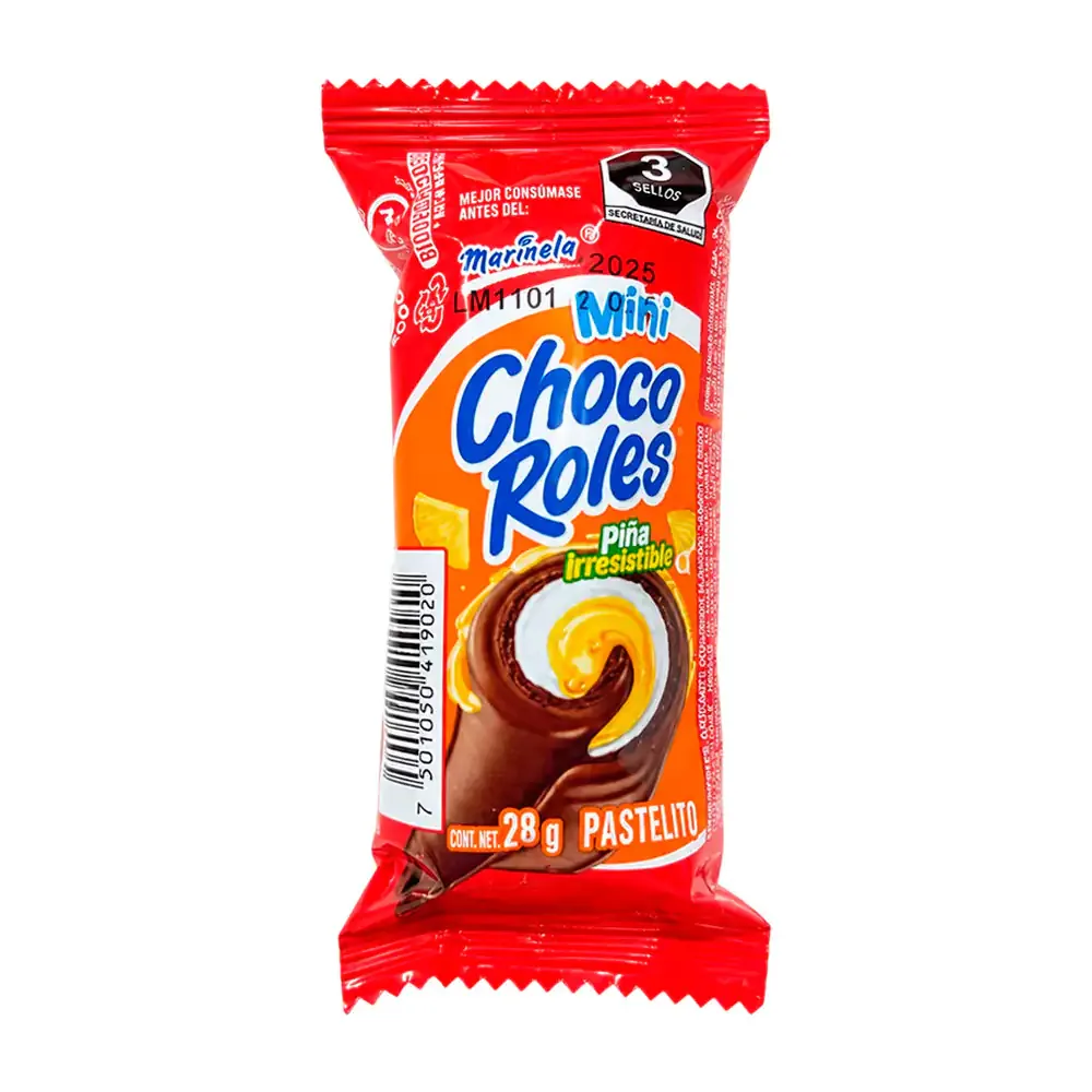 1pza mini choco rol marinela relleno de piña, 28g / mini.rol