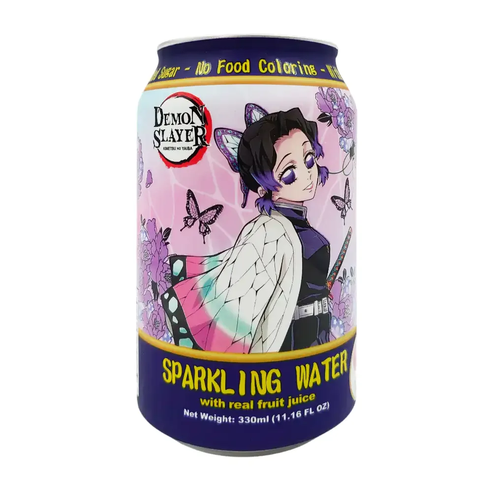 1pza lata coleccionable edición demon slayer shinobu, agua gasificada sabor lichi, 330ml / 896845