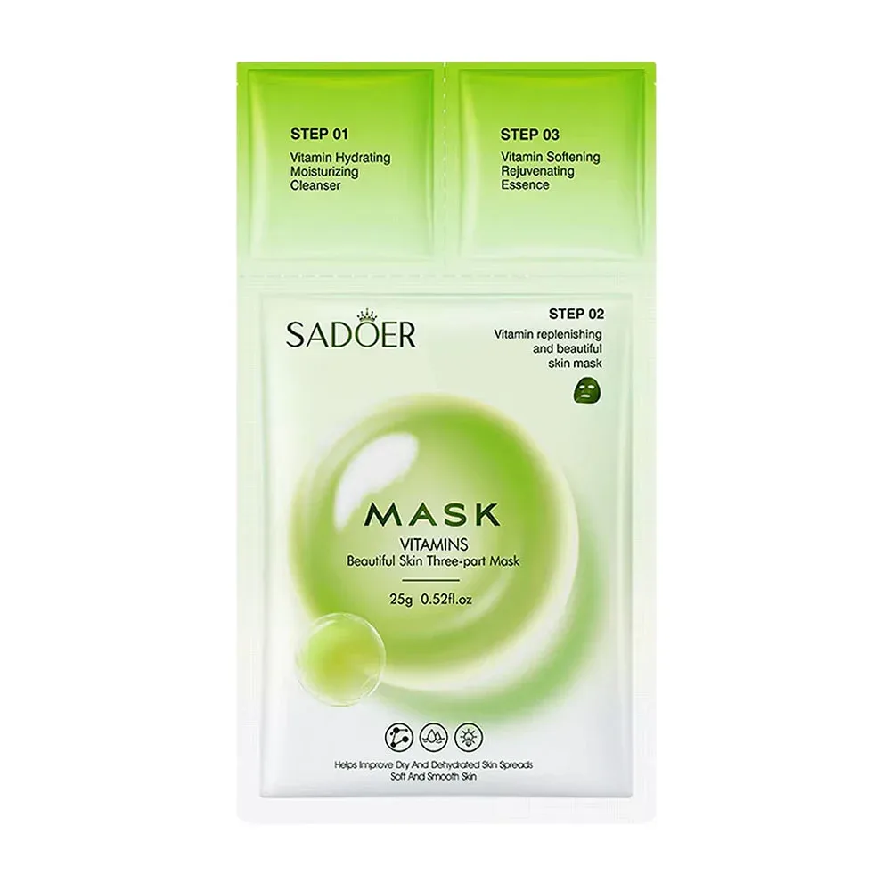 Mascarilla facial sadoer reparadora de 3 pasos con extracto de vitaminas