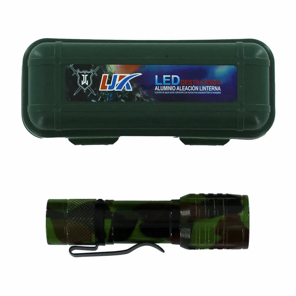 1pza Linterna de mano pequeña recargable, con gancho para colgar, modos de iluminación y estampado camuflado, variedad de diseños / cd-808-175