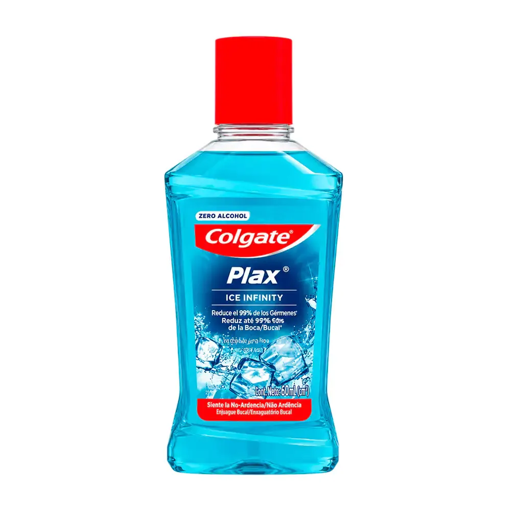 1pz botella de enjuague bucal colgate plax ice infinity, 60ml / 027363