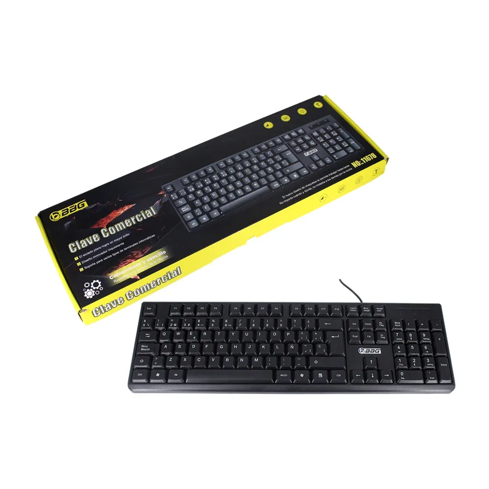 Teclado español estándar bbg alámbrico color negro / 11678